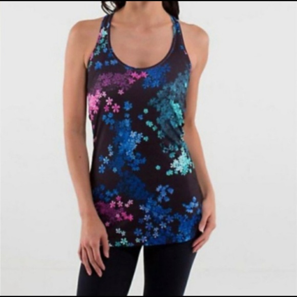 lululemon Cool Racerback Black Multi Floral - Picture 1 of 6